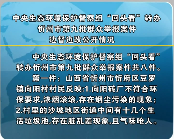 中央生态环境保护督察组“回头看”转办忻州市第九批群众举办案件边督边改公开情况