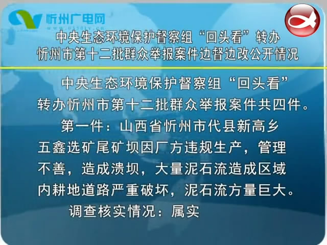 中央生态环境保护督察组“回头看”转办忻州市第十二批群众举报案件边督边改公开情况​