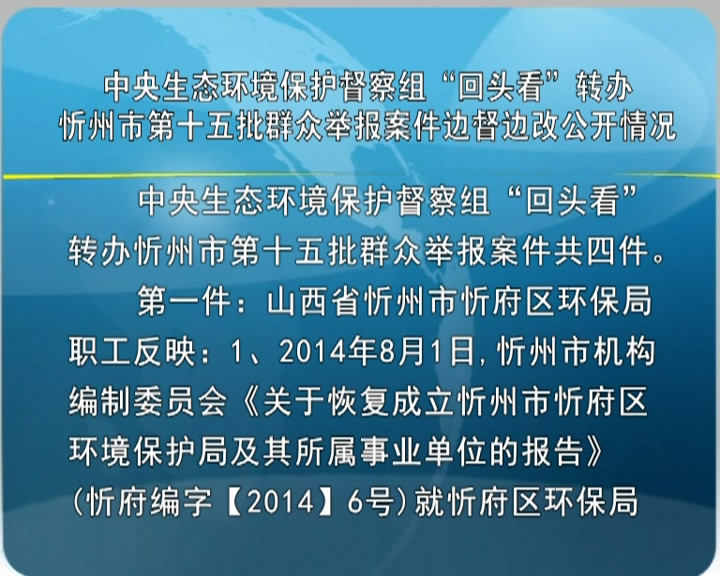 中央生态环境保护督察组“回头看”转办忻州市第十五批群众举报案件边督边改公开情况​